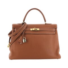 Hermes Kelly Handbag Etrusque Clemence with Gold Hardware 32