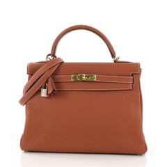 Hermes Kelly Handbag Etrusque Clemence with Gold Hardware 32