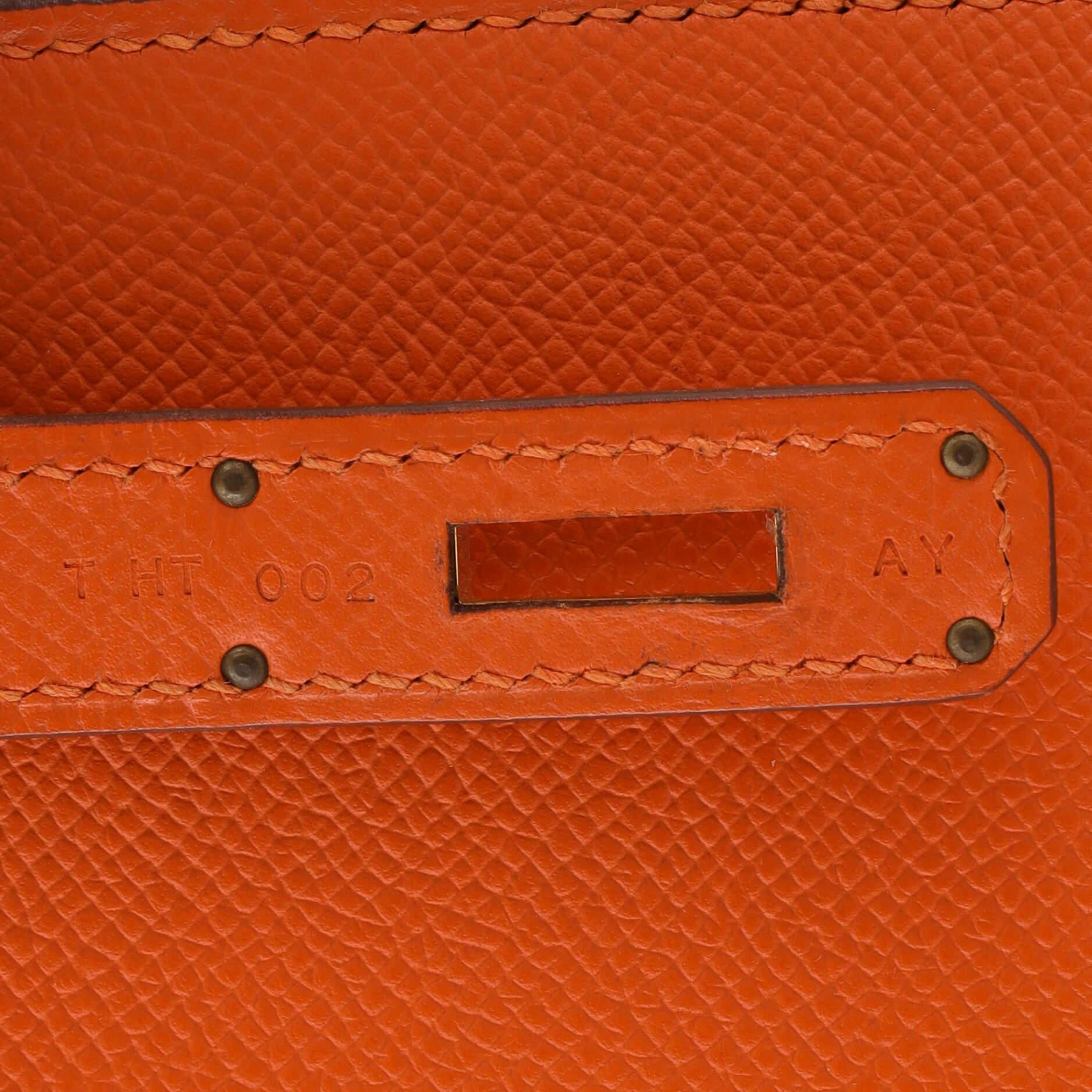 Hermes Kelly Handbag Feu Epsom with Gold Hardware 28 6