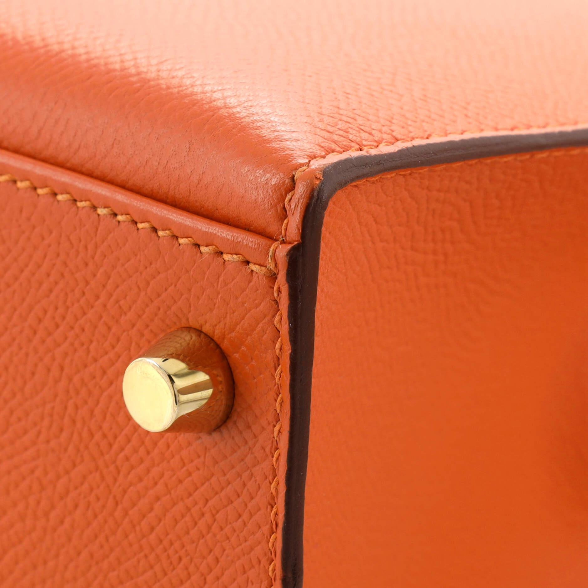 Hermes Kelly Handbag Feu Epsom with Gold Hardware 28 3
