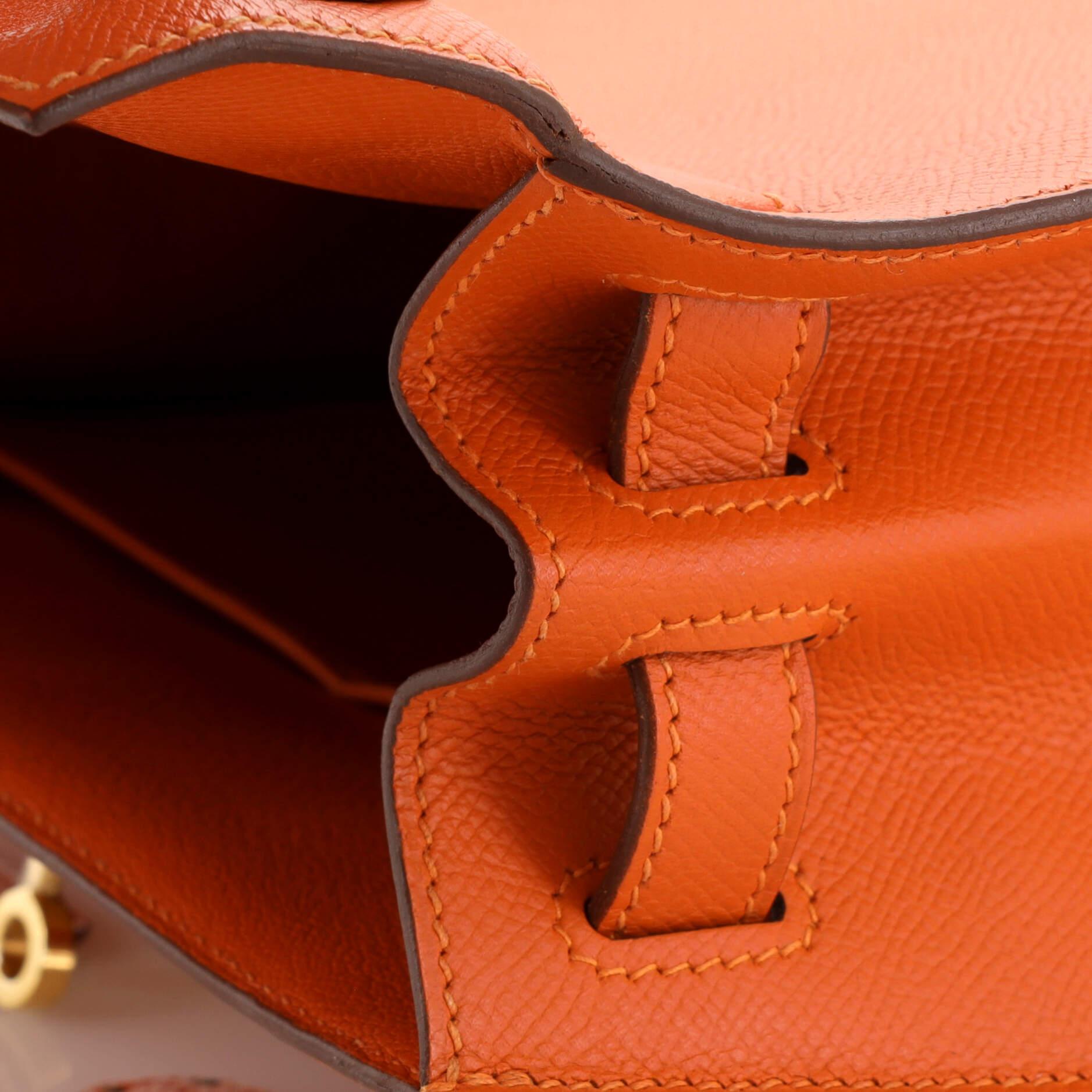 Hermes Kelly Handbag Feu Epsom with Gold Hardware 28 4