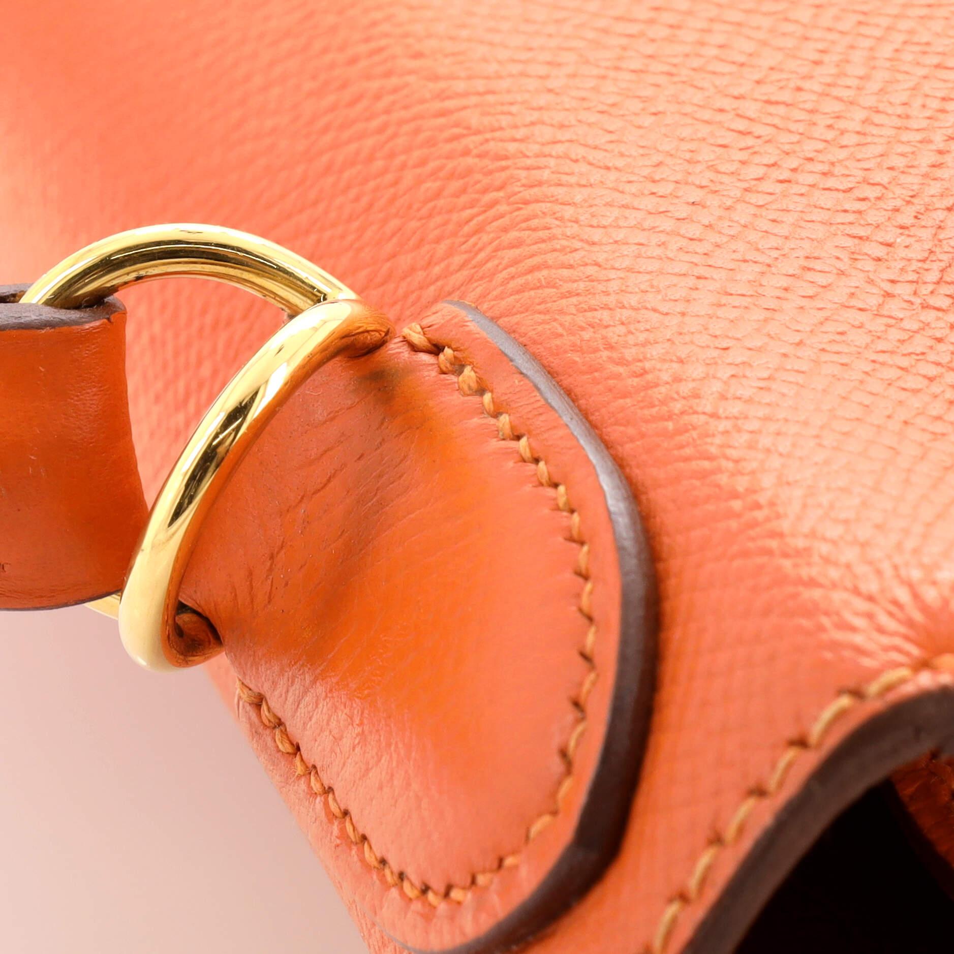 Hermes Kelly Handbag Feu Epsom with Gold Hardware 28 5