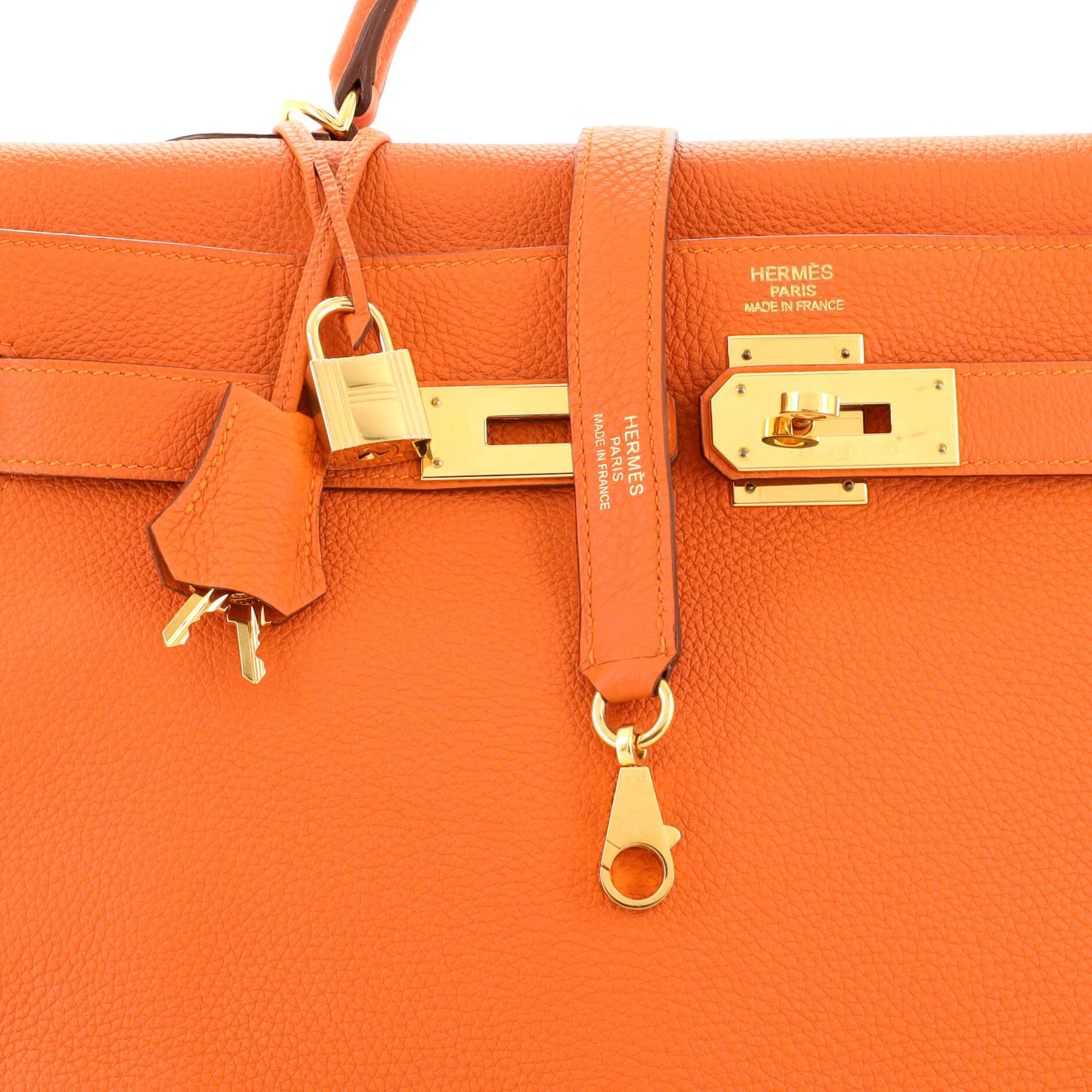 Hermes Kelly Handbag Feu Togo with Gold Hardware 40 2