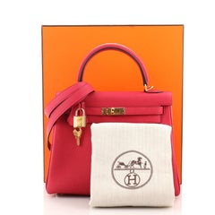 Hermes Kelly Handbag Framboise Togo With Gold Hardware 25