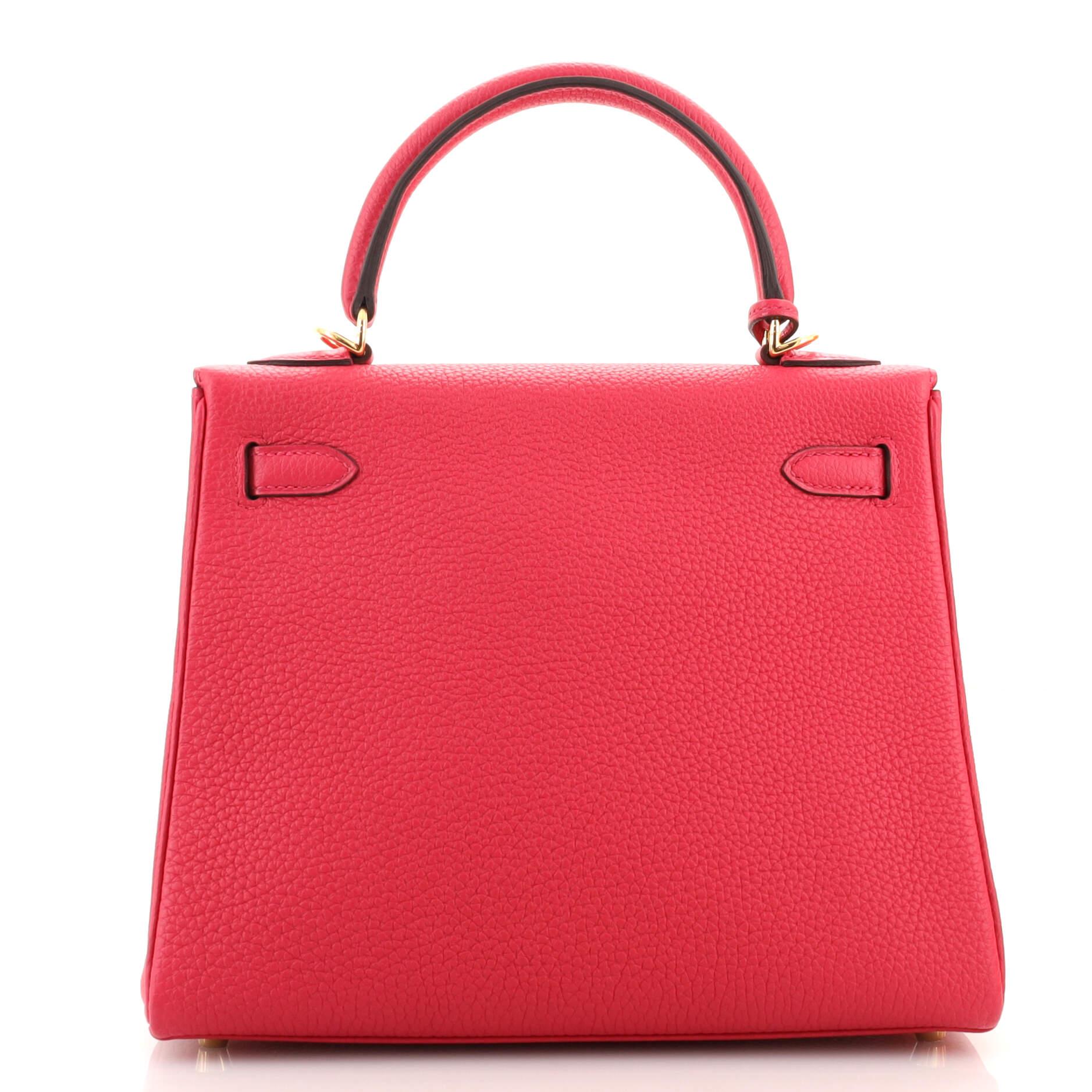 Women's or Men's Hermes Kelly Handbag Framboise Togo With Gold Hardware 25