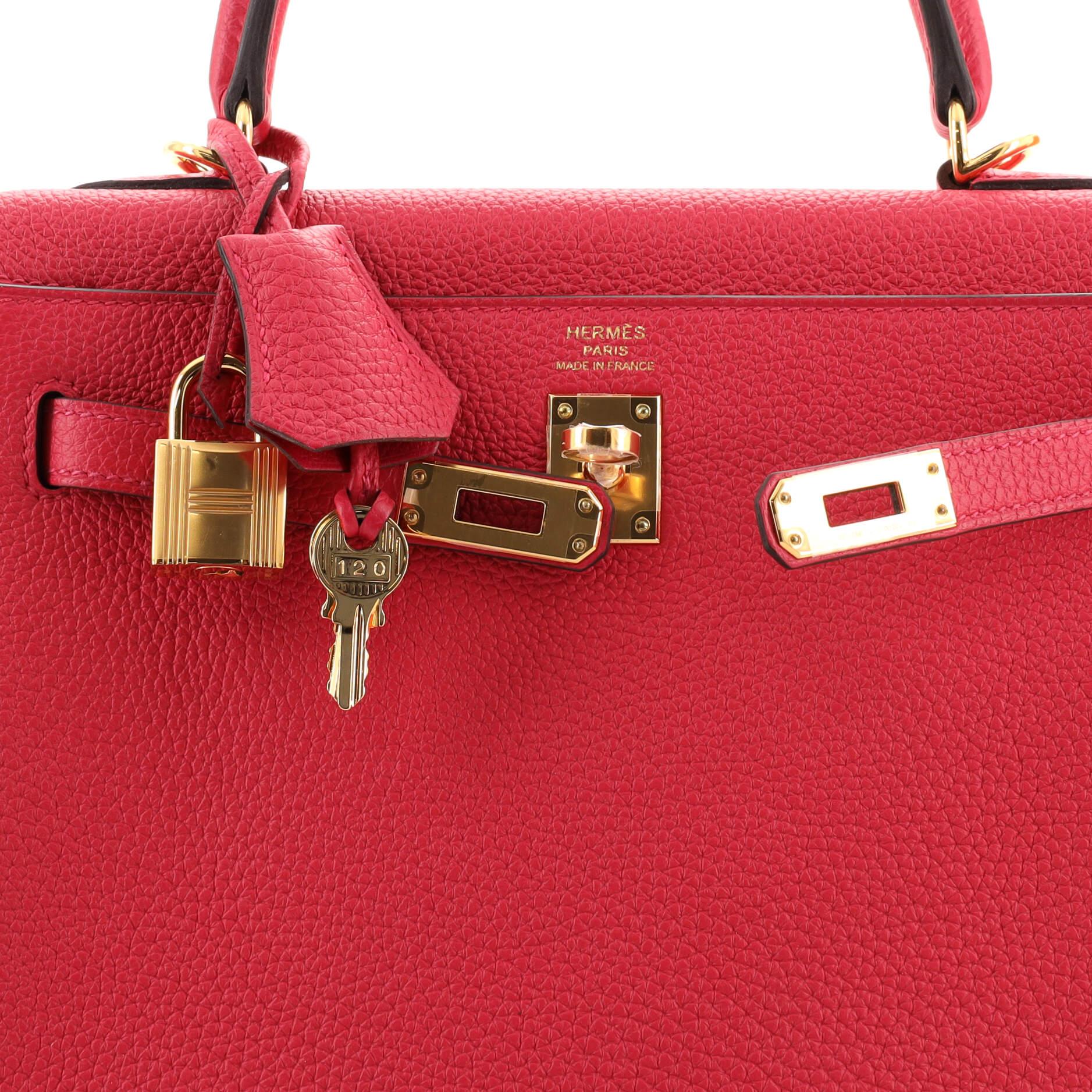 Hermes Kelly Handbag Framboise Togo With Gold Hardware 25 3