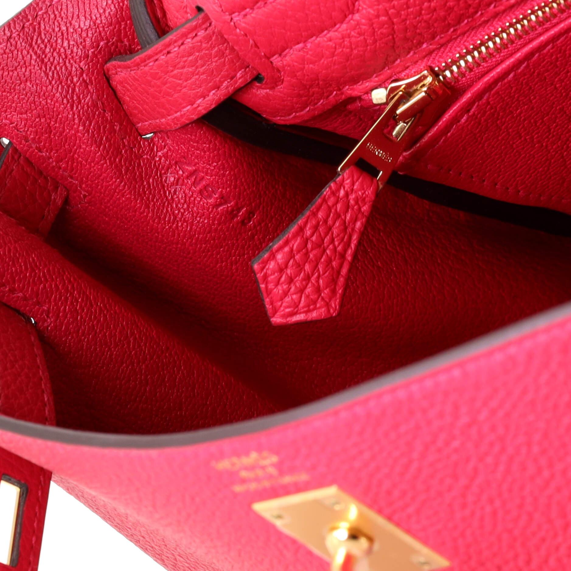 Hermes Kelly Handbag Framboise Togo With Gold Hardware 25 4