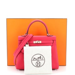 Hermes Kelly Handbag Framboise Togo with Palladium Hardware 25