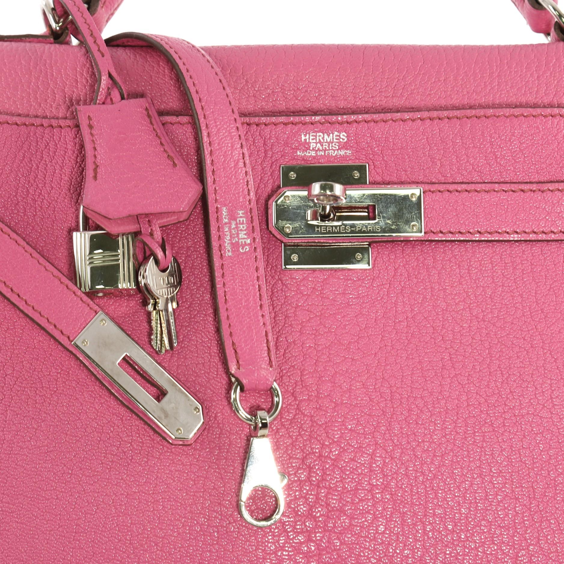 Hermes Kelly Handbag Fuchsia Chevre de Coromandel with Palladium Hardware 32 1