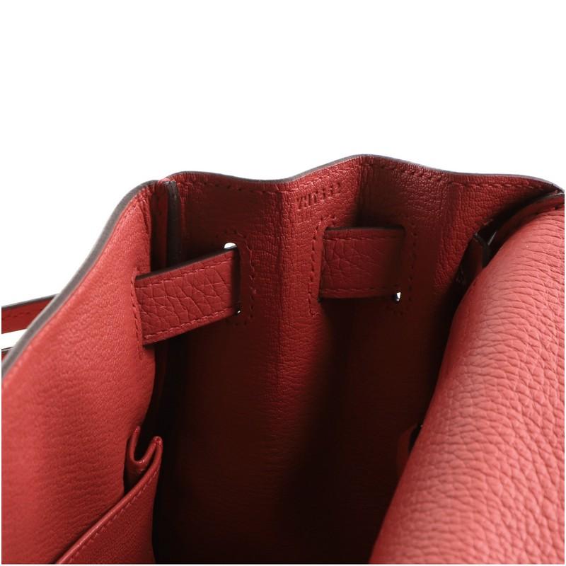 Hermes Kelly Handbag Geranium Clemence with Palladium Hardware 28 4
