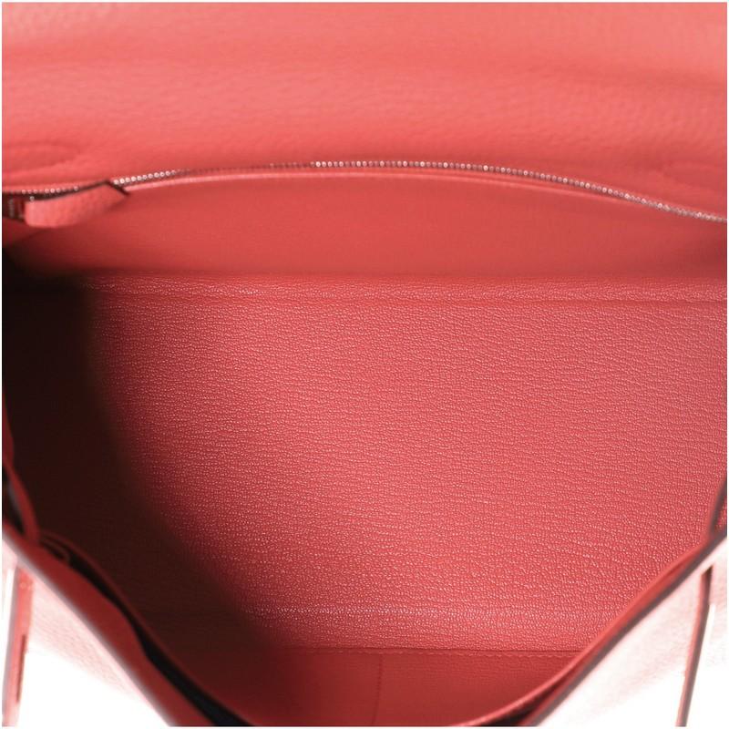 Women's or Men's Hermes Kelly Handbag Geranium Clemence with Palladium Hardware 28