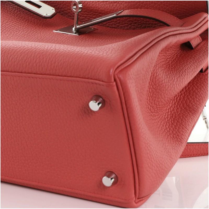 Hermes Kelly Handbag Geranium Clemence with Palladium Hardware 28 3