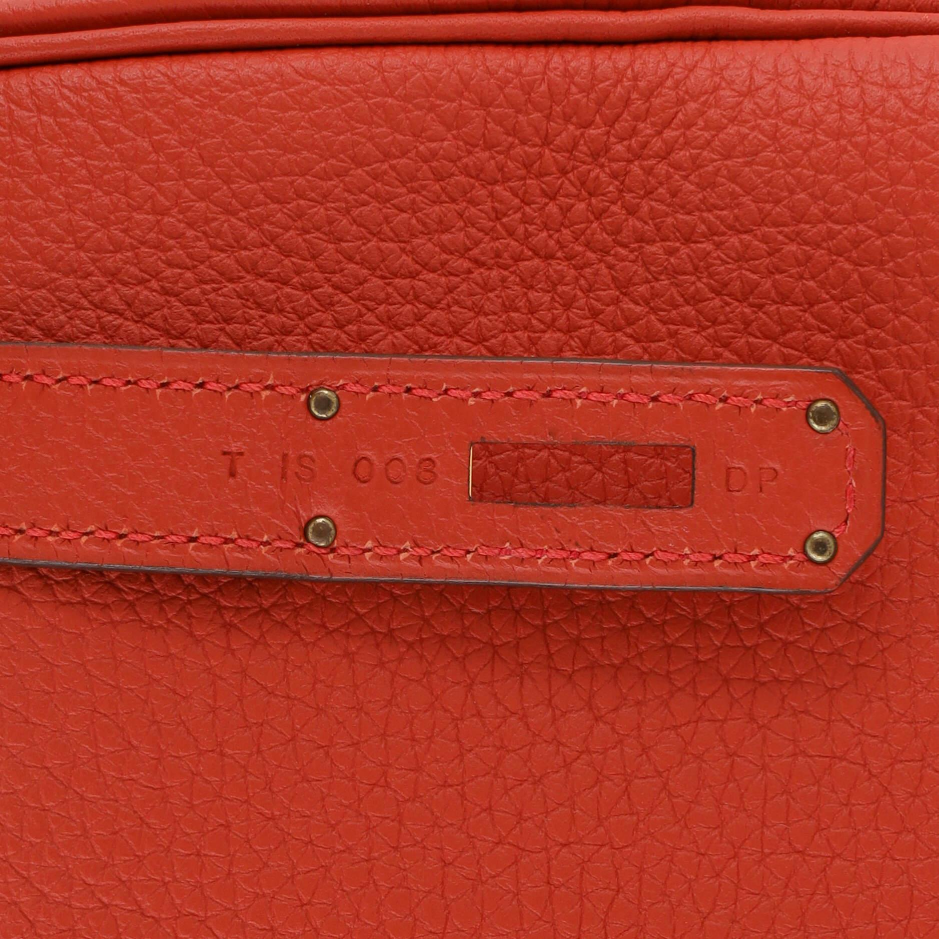Hermes Kelly Handbag Geranium Togo with Gold Hardware 28 For Sale 8