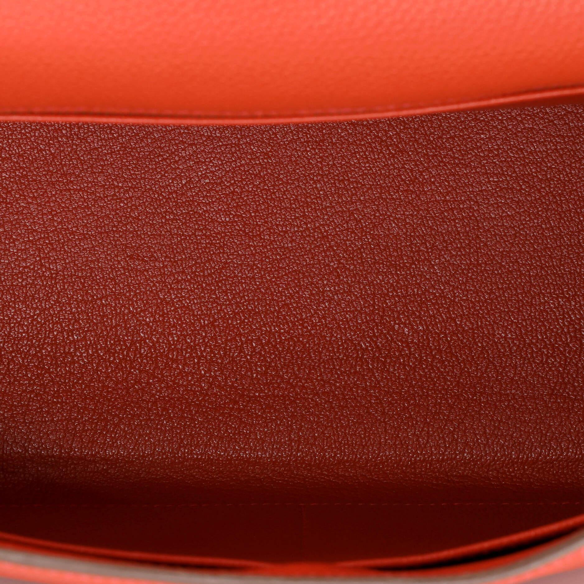 Hermes Kelly Handbag Geranium Togo with Gold Hardware 28 For Sale 2
