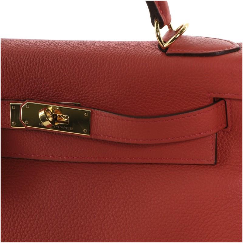 Hermes Kelly Handbag Geranium Togo with Gold Hardware 28 4