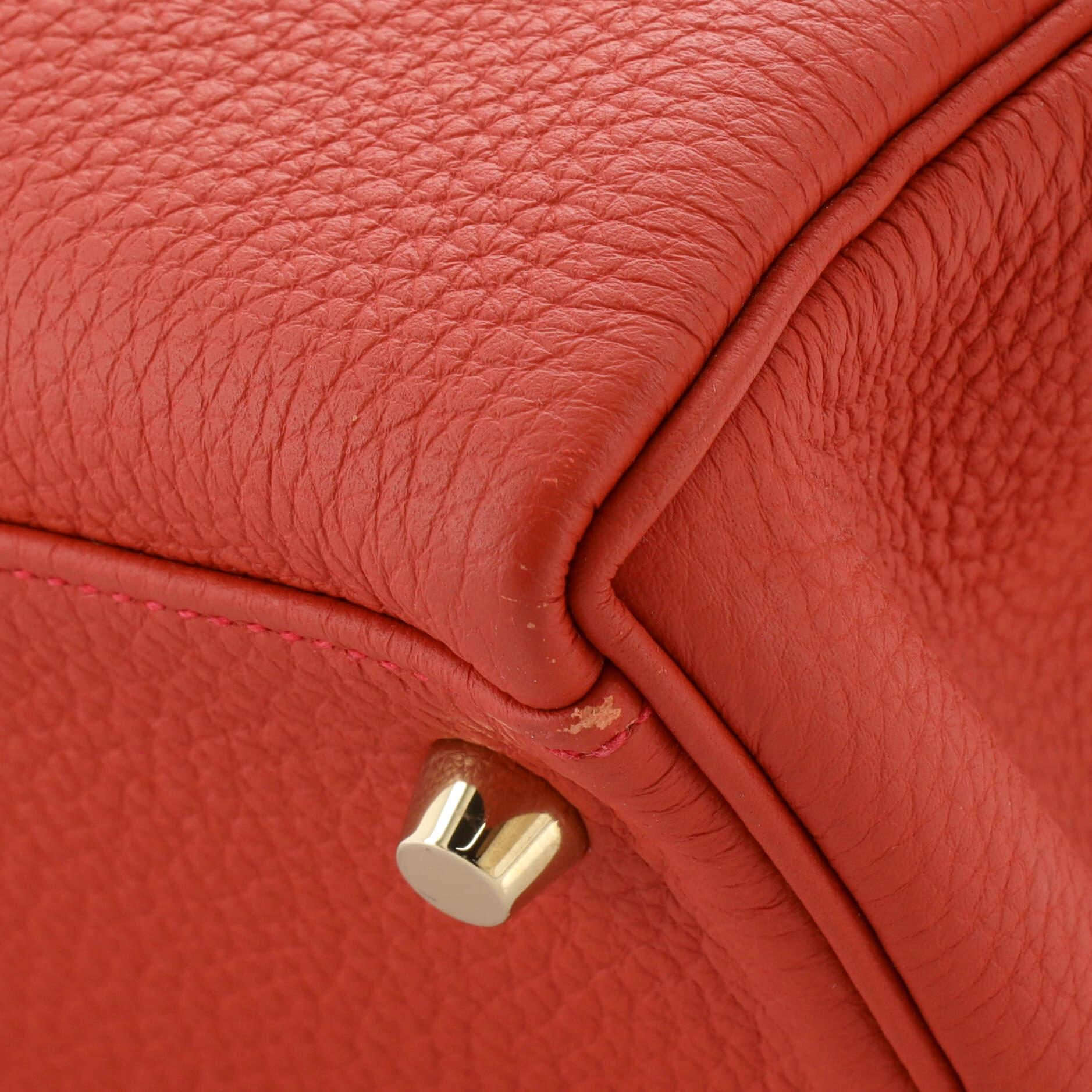 Hermes Kelly Handbag Geranium Togo with Gold Hardware 28 For Sale 5
