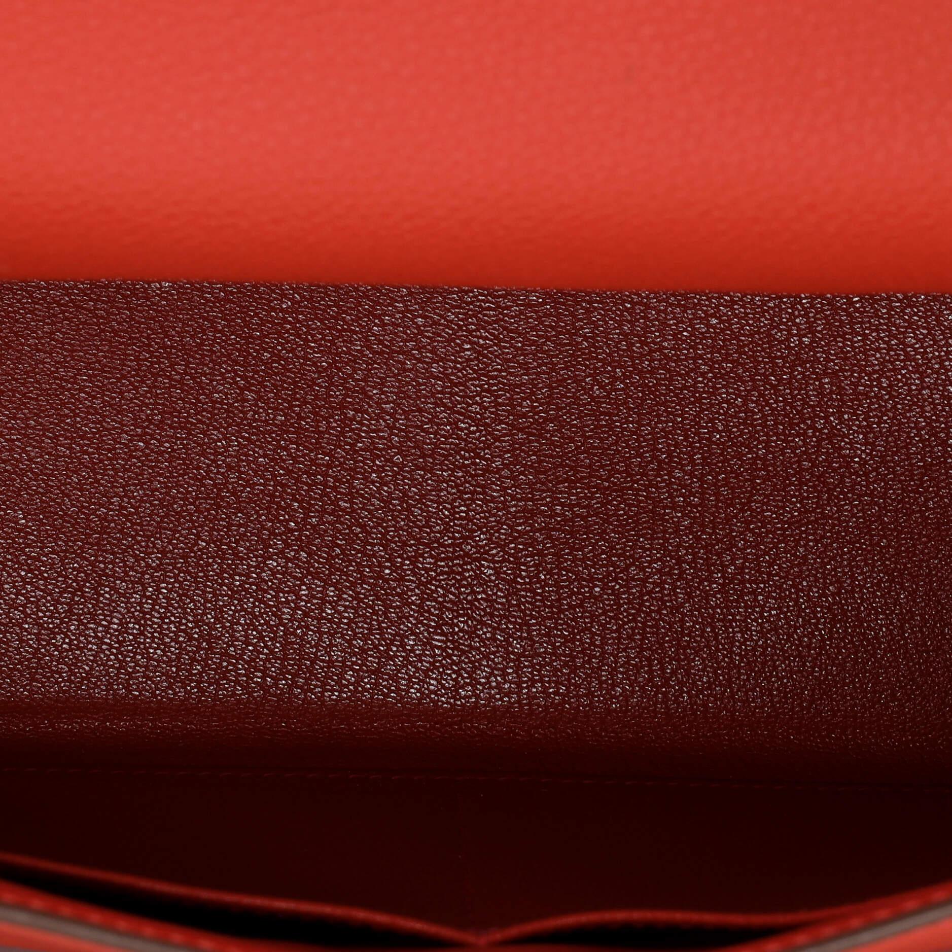 Hermes Kelly Handbag Geranium Togo with Palladium Hardware 32 For Sale 1