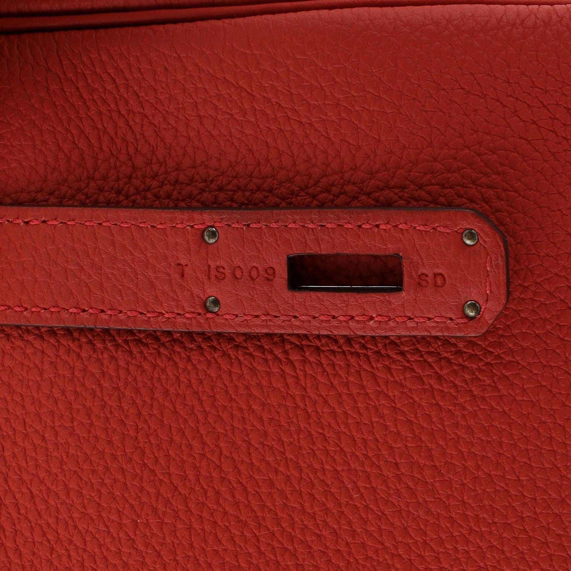 Hermes Kelly Handbag Geranium Togo with Palladium Hardware 32 For Sale 5