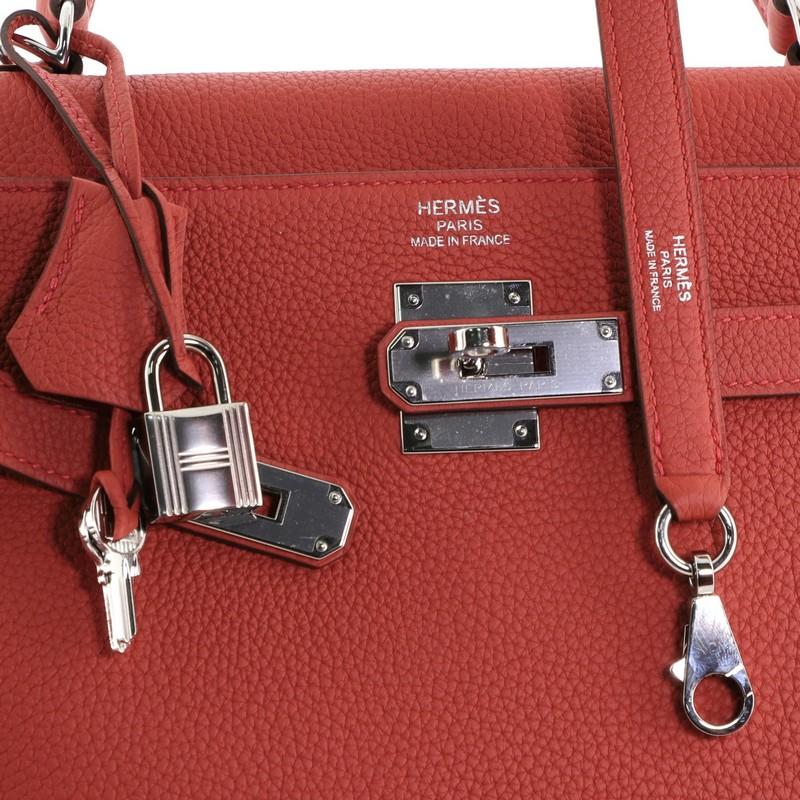 Hermes Kelly Handbag Geranium Togo with Palladium Hardware 35 1