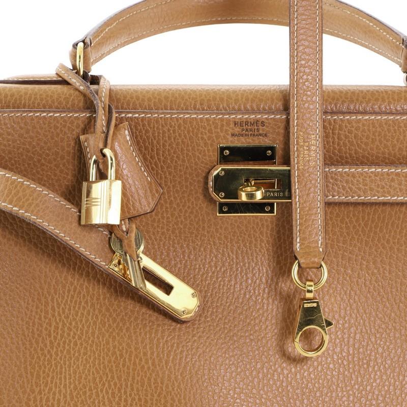 Women's or Men's Hermes Kelly Handbag Gold Ardennes With Gold Hardware 32 