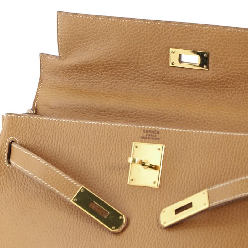 Hermes Kelly Handbag Gold Ardennes With Gold Hardware 32  1