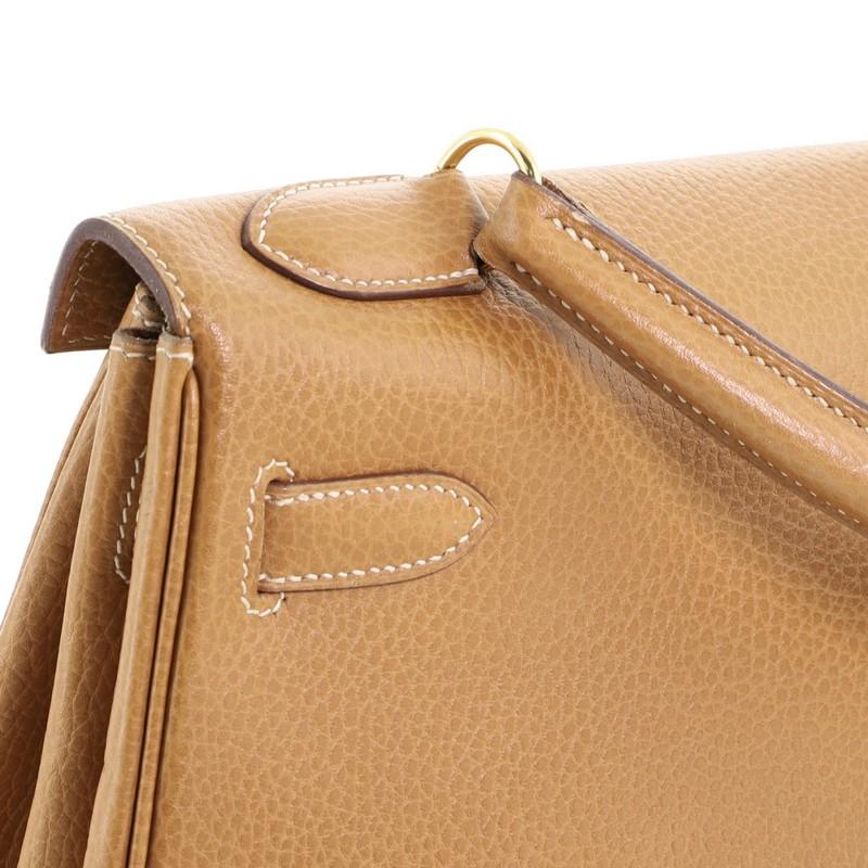 Hermes Kelly Handbag Gold Ardennes With Gold Hardware 32  4