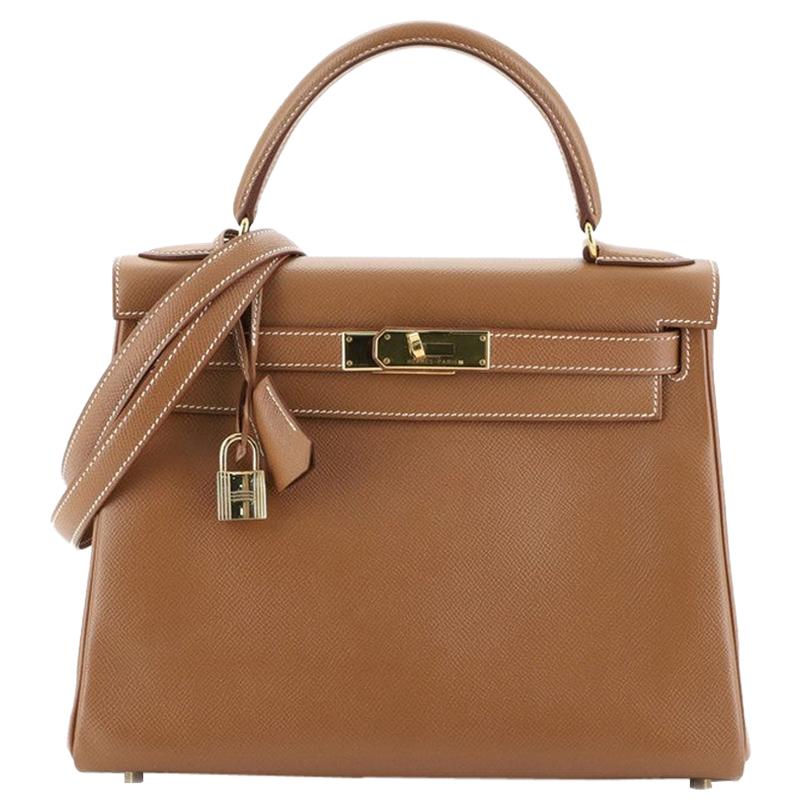 Hermes Kelly Handbag Gold Courchevel with Gold Hardware 28