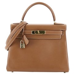 Hermes Kelly Handbag Gold Courchevel with Gold Hardware 28