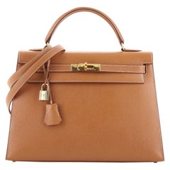 Hermes Kelly Handbag Gold Courchevel with Gold Hardware 32