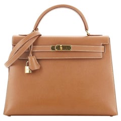Hermes Kelly Handbag Gold Courchevel with Gold Hardware 32