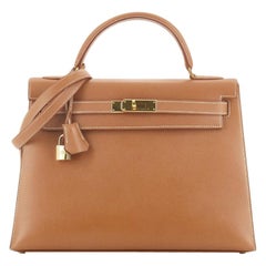 Hermes Kelly Handbag Gold Courchevel with Gold Hardware 32