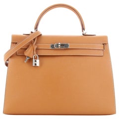 Hermes Kelly Handbag Gold Epsom with Palladium Hardware 35
