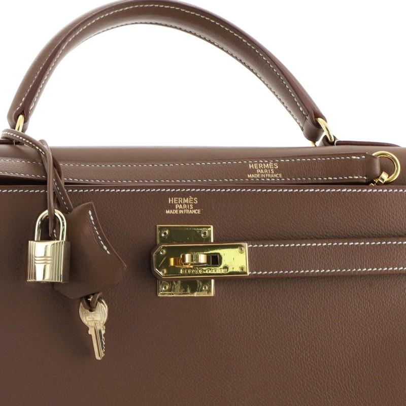 Hermes Kelly Handbag Gold Evergrain With Gold Hardware 32  1