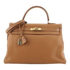 Hermes Kelly Handbag Gold Gulliver with Gold Hardware 35