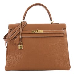 Hermes Kelly Handbag Gold Togo with Gold Hardware 35
