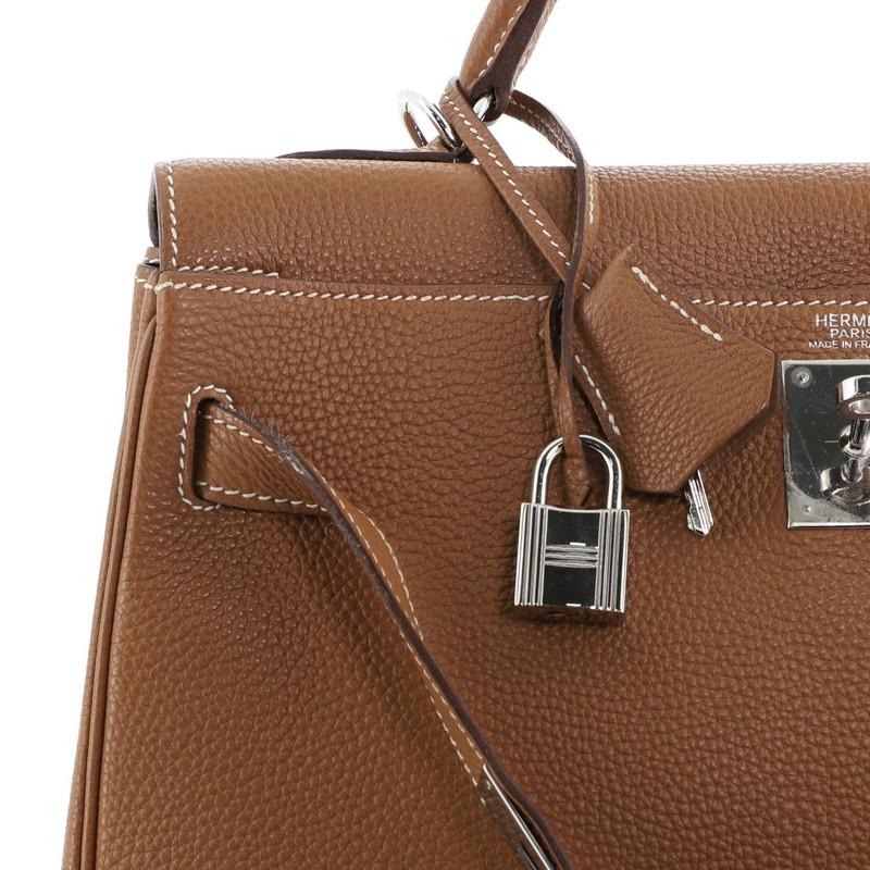 Hermes Kelly Handbag Gold Togo With Palladium Hardware 32  4