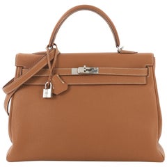 Hermes Kelly Handbag Gold Togo with Palladium Hardware 35