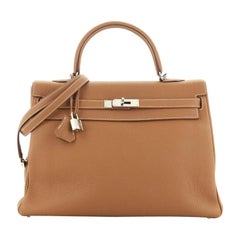 Hermes Kelly Handbag Gold Togo With Palladium Hardware 35