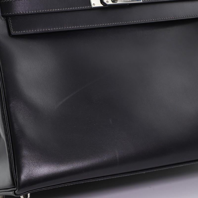 Hermes Kelly Handbag Graphite Box Calf With Palladium Hardware 32  1