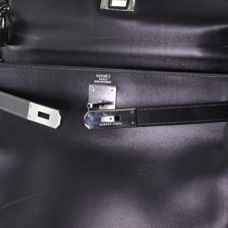 Hermes Kelly Handbag Graphite Box Calf With Palladium Hardware 32  4