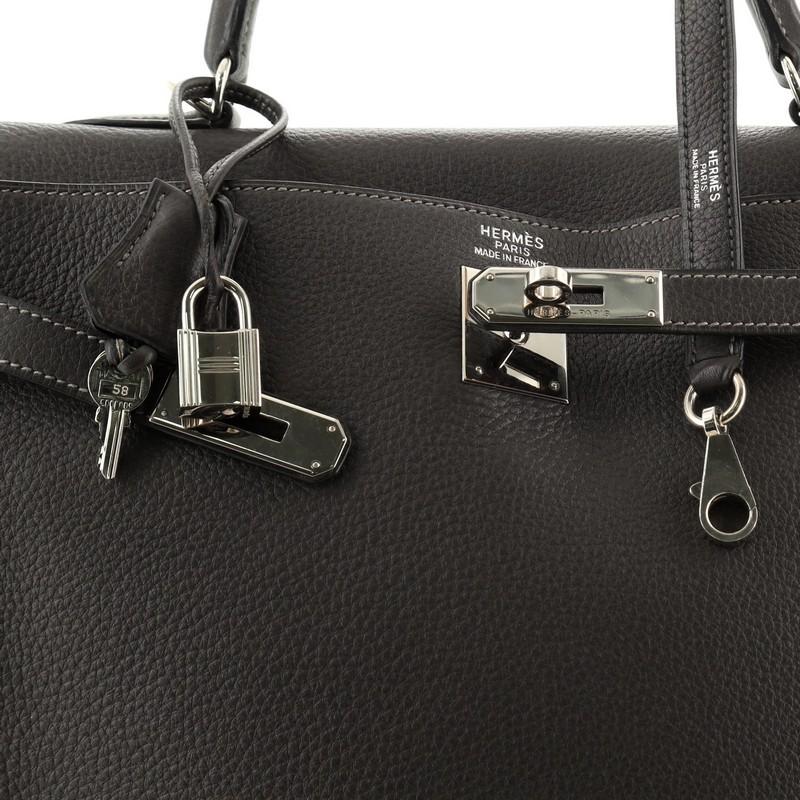 Women's or Men's Hermes Kelly Handbag Graphite Clemence with Palladium Hardware 35