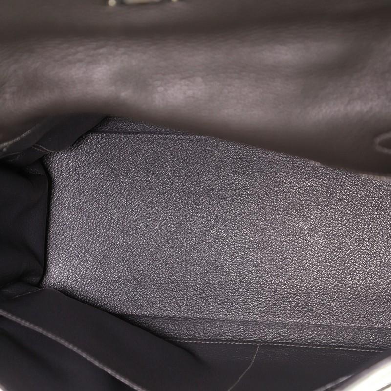 Hermes Kelly Handbag Graphite Clemence with Palladium Hardware 35 1