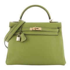 Hermes  Kelly Handbag Green Togo with Gold Hardware 32