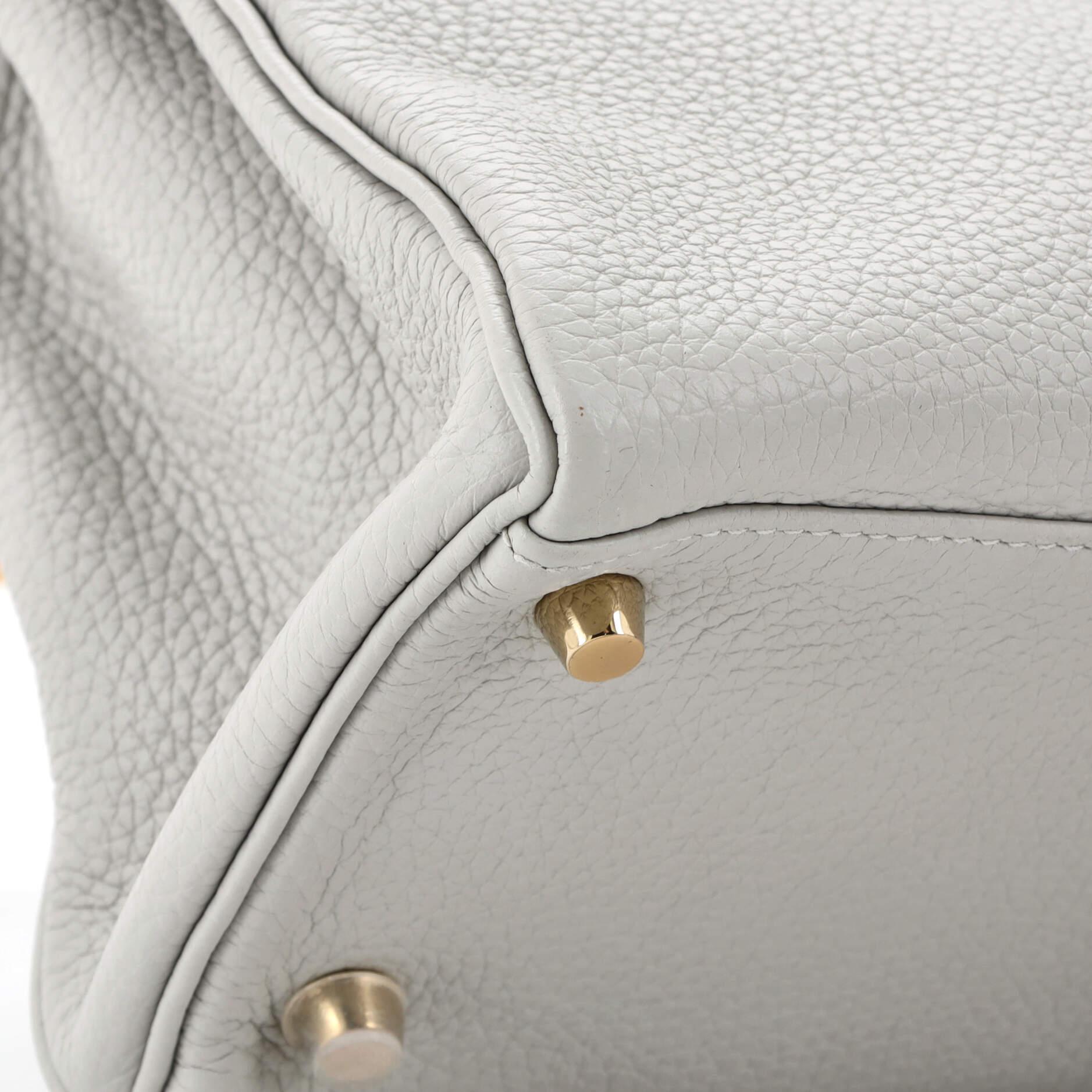 Hermes Kelly Handbag Grey Clemence with Gold Hardware 28 For Sale 4
