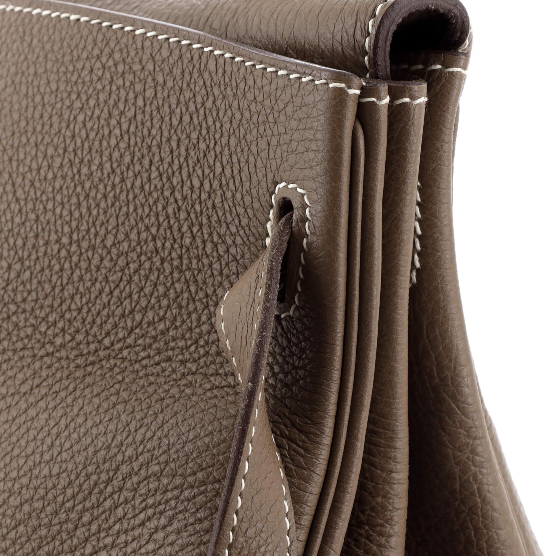 Hermes Kelly Handbag Grey Clemence with Palladium Hardware 32 7