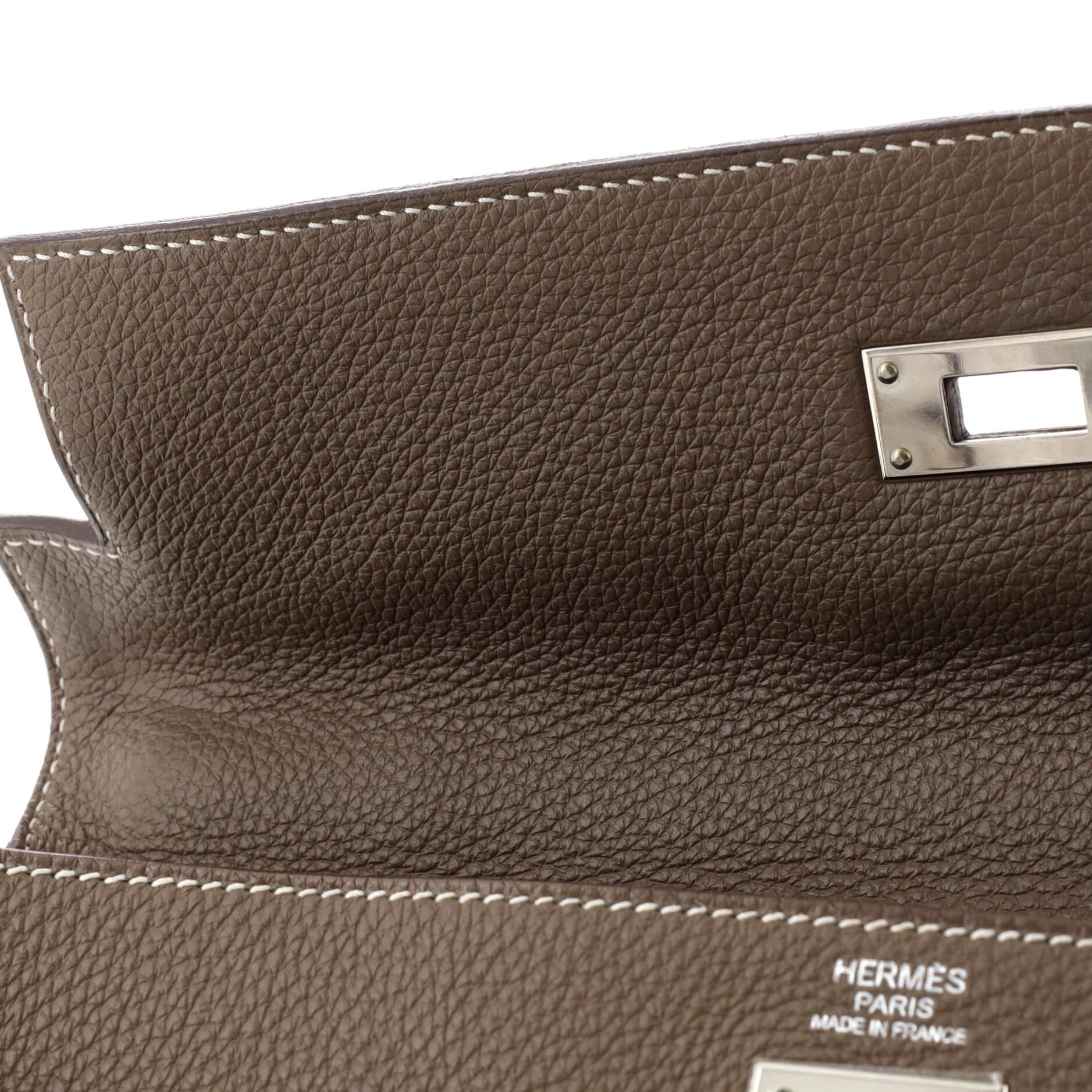 Hermes Kelly Handbag Grey Clemence with Palladium Hardware 32 8