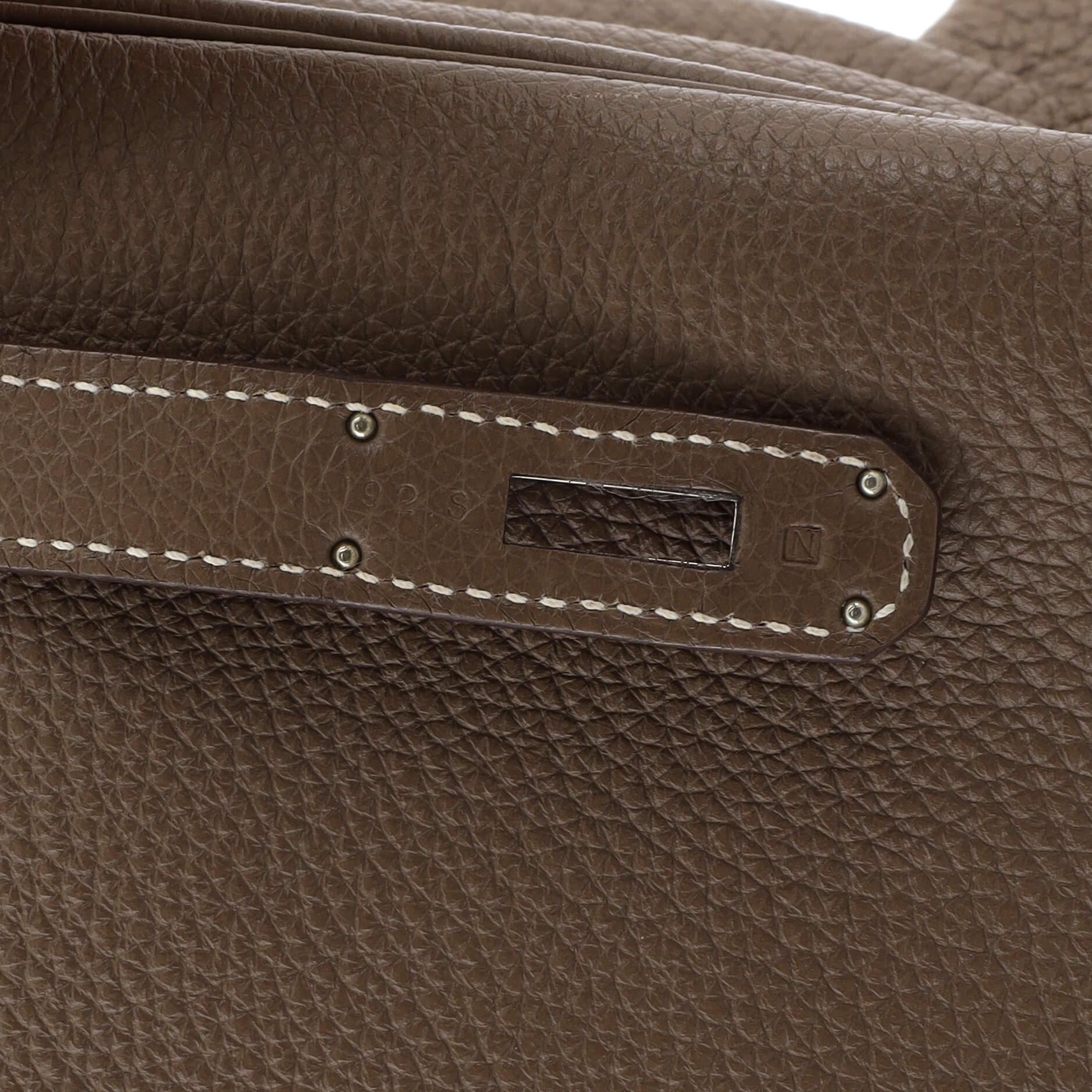 Hermes Kelly Handbag Grey Clemence with Palladium Hardware 32 10