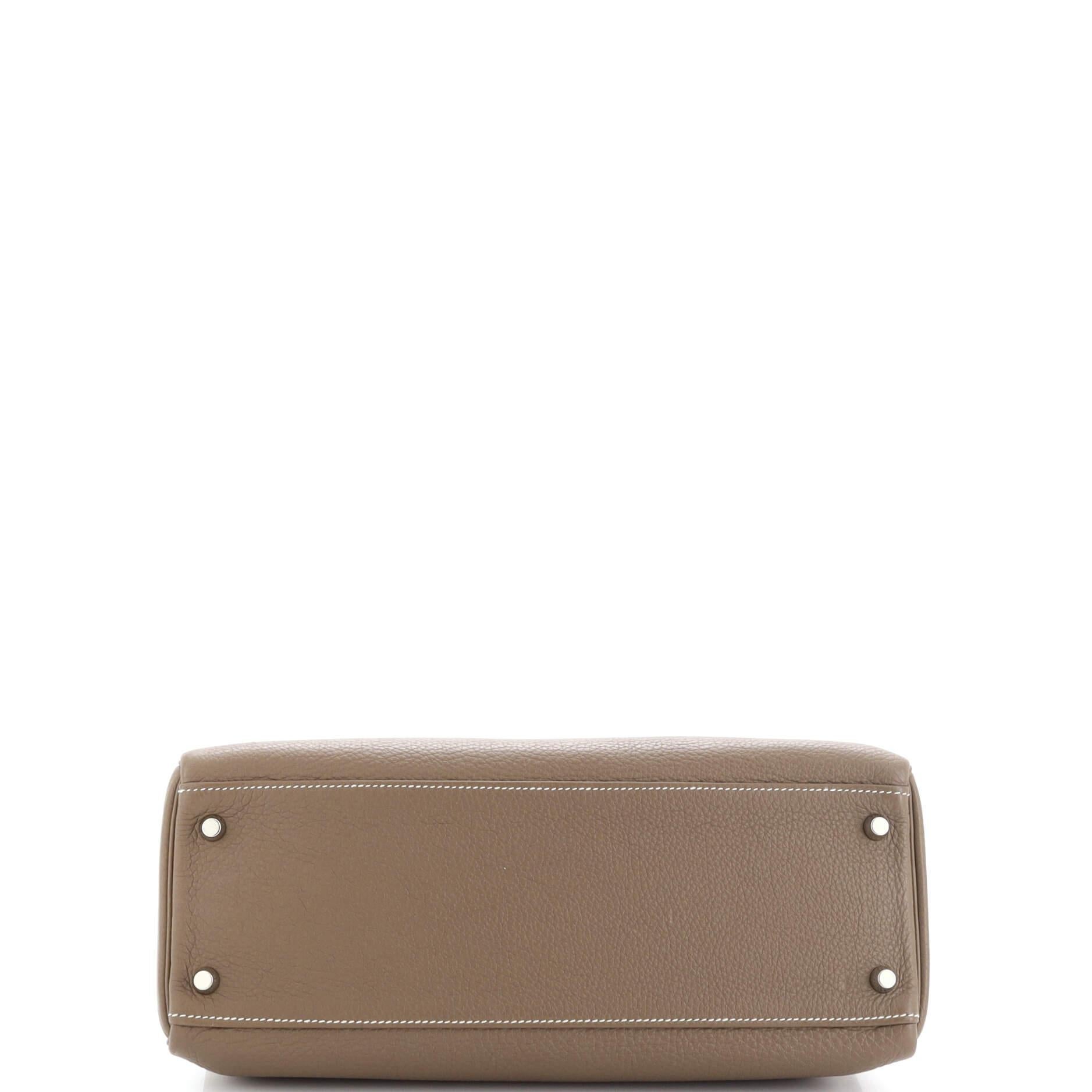 Hermes Kelly Handbag Grey Clemence with Palladium Hardware 32 1