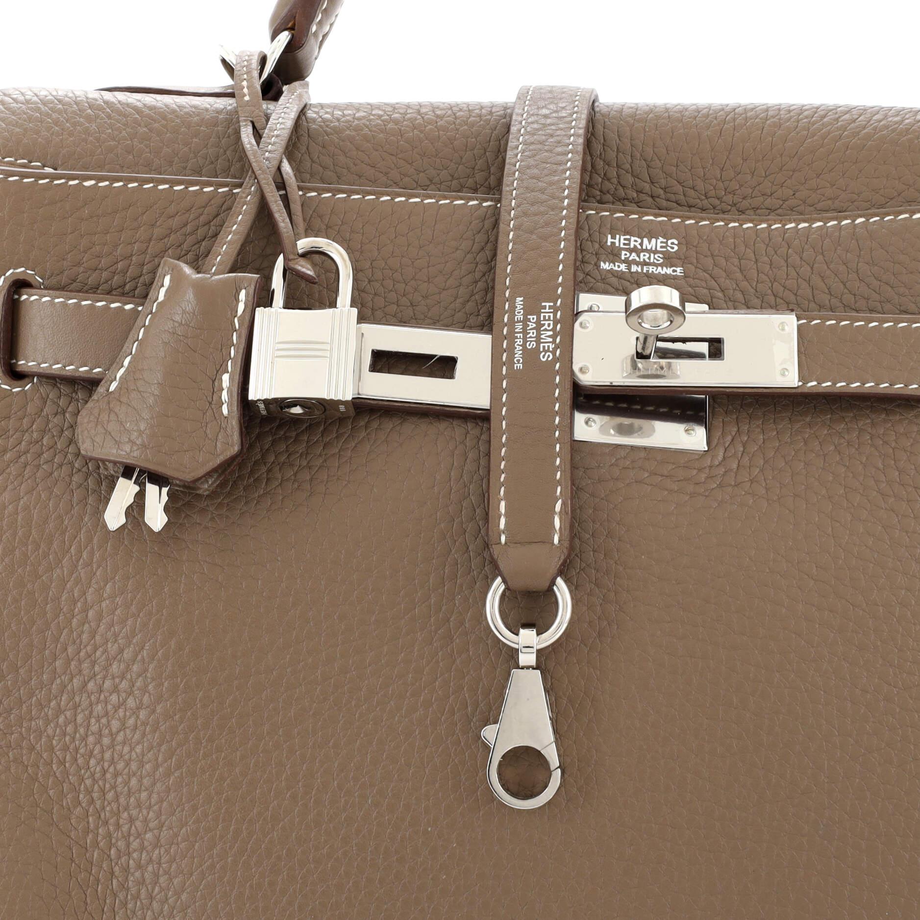 Hermes Kelly Handbag Grey Clemence with Palladium Hardware 32 3