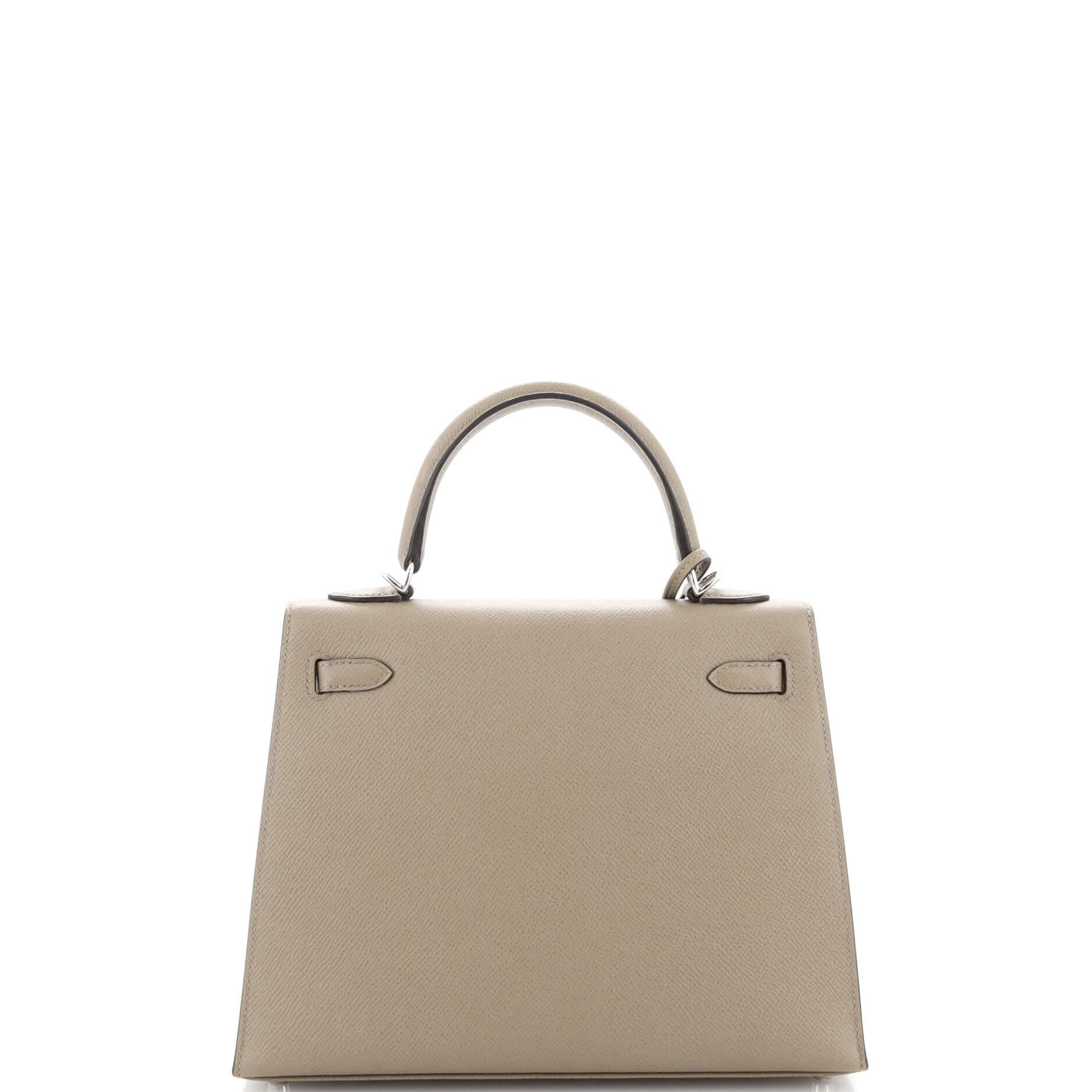 Women's or Men's Hermes Kelly Handbag Grey Epsom with Palladium Hardware 25